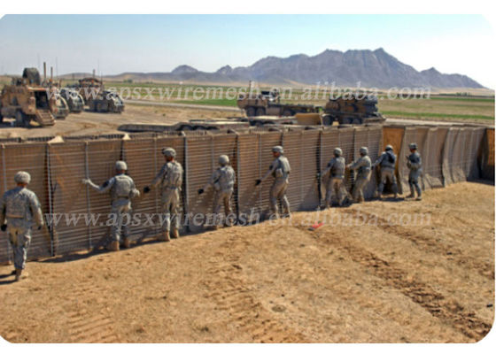 Rào cản Hesco 4mm có thể thu gọn Tường bảo vệ cạnh quân sự Hàng rào Mil 10
