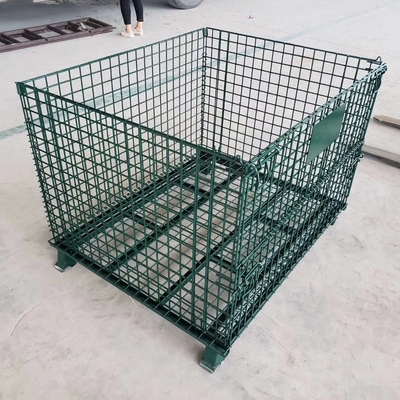 Đan 1200 * 1000 * 890mm gấp có thể khóa dây lưới vận chuyển kim loại Lưu trữ dây lưới Pallet Cage