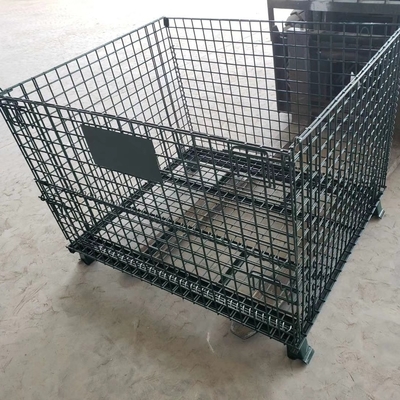 Đan 1200 * 1000 * 890mm gấp có thể khóa dây lưới vận chuyển kim loại Lưu trữ dây lưới Pallet Cage