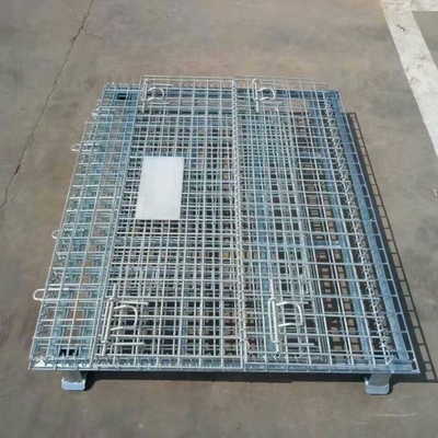 Đan 1200 * 1000 * 890mm gấp có thể khóa dây lưới vận chuyển kim loại Lưu trữ dây lưới Pallet Cage