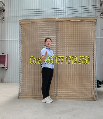 MIL1 1.37m cao Galfan phủ dây Gabion hàn với Geotextile lớp quân sự HESCO rào cản lũ lụt trong thị trường Mỹ