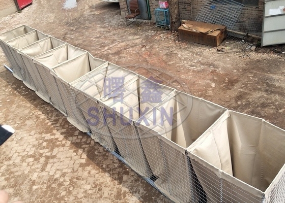1 * 1 * 5 M / 5 Ô Rào cản lũ lụt Hesco Màu cát mạ kẽm có thể thu vào An toàn Mil 3