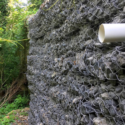 Hộp Gabion Galfan 80 * 100mm Dây 3,05mm Lồng Gabion hình lục giác cho tường chắn