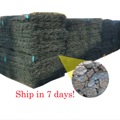 Kích thước lưới 60mm X 80mm Bức tường giữ Gabion giỏ PVC sợi