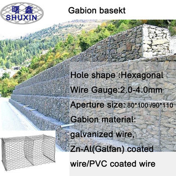 2m X 1m X 1m Thép Gabion giỏ với đường kính sợi 3,0mm