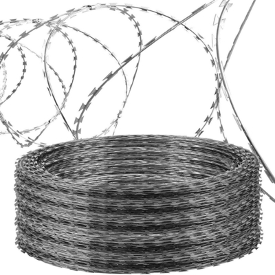 Thép không gỉ Concertina chéo phẳng Warp BTO-22 Coi dây thép gai cho hàng rào sân bay