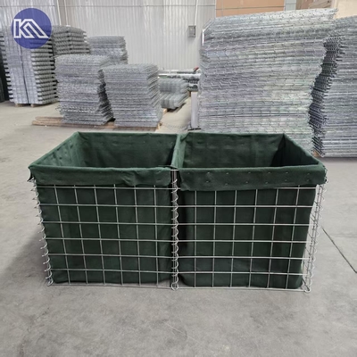 Công suất nặng 3 Inch Mesh Hole Gabion Basket MIL1 1.37M High Hesco Barrier Welded Gabion Box Lớp với vải dệt địa chất