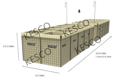 MIL 4 Defense Hesco Bastion Collapsible Metal Security Rào chắn 3 '' X 3 '' Lưới Lỗ