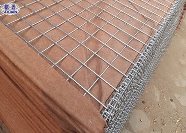Hàng rào lưới thép quân đội Hesco hàn Gabion được lấp đầy bằng cát / đá