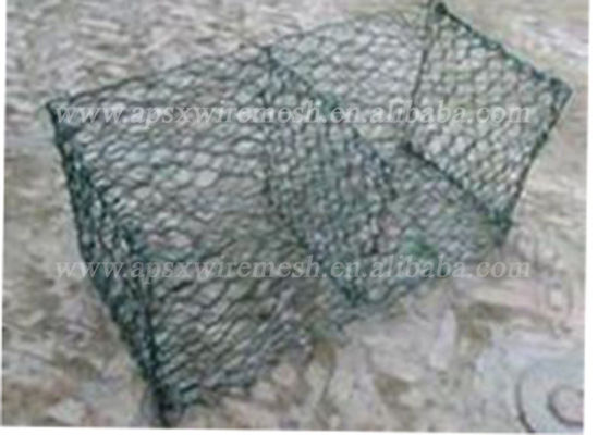 Q235 Màu xanh lá cây Pvc tráng đá lục giác rọ đá