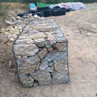 Rọ đá 2mx1mx1m Rọ lưới mạ kẽm Đôi xoắn dây hình lục giác Lồng đá