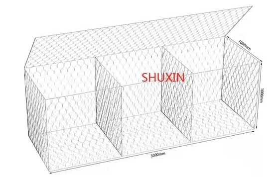 Hộp rọ đá mạ kẽm 3.0mm 3x1x1m Sắt Đá hạng nặng được lấp đầy cho đường và cầu